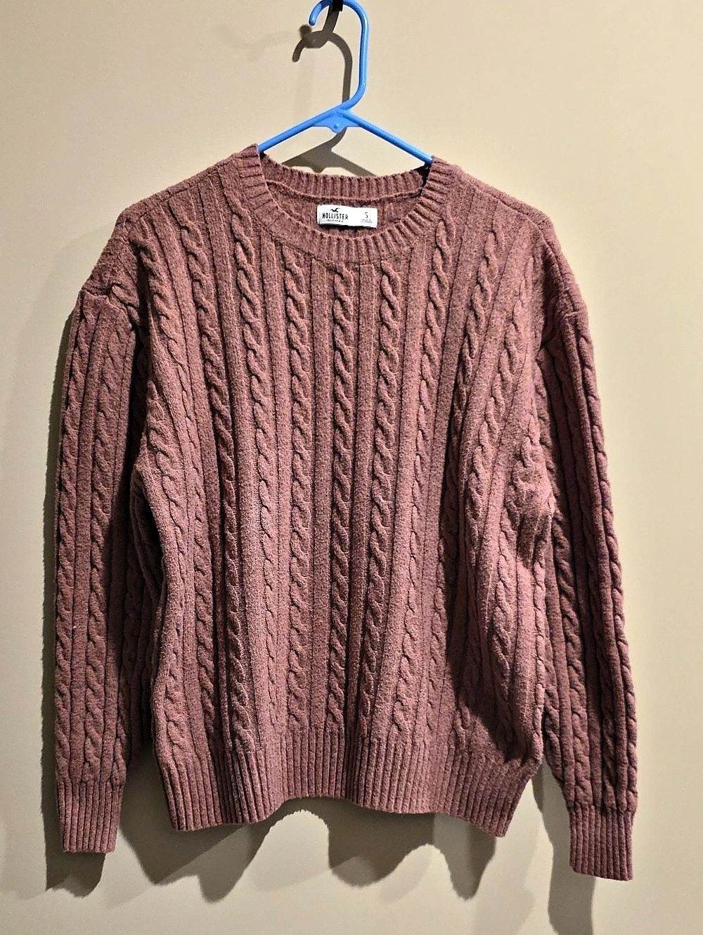 Hollister S Cable-Knit Icon Crew Sweater Crewneck in Dusty Rose Pink Size Small